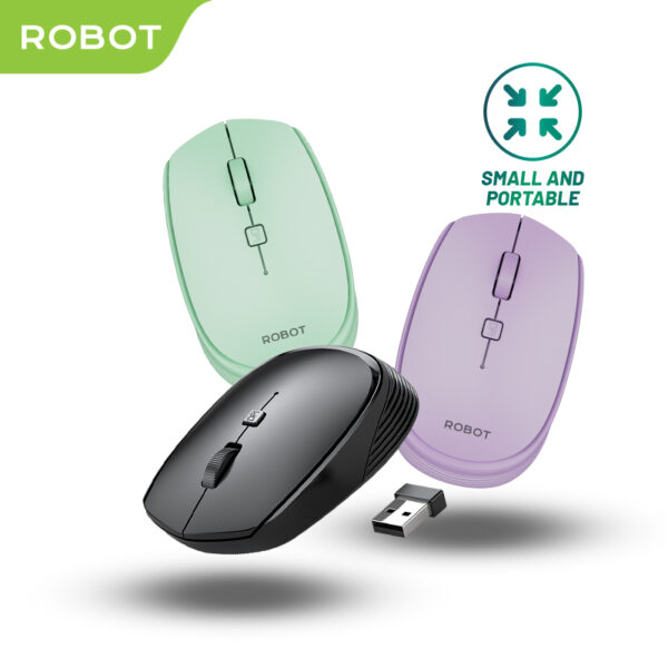 ROBOT M205 Wireless Mouse Optical 2.4Ghz Power ON/OFF 1600DPI Receiver USB untuk PC Laptop